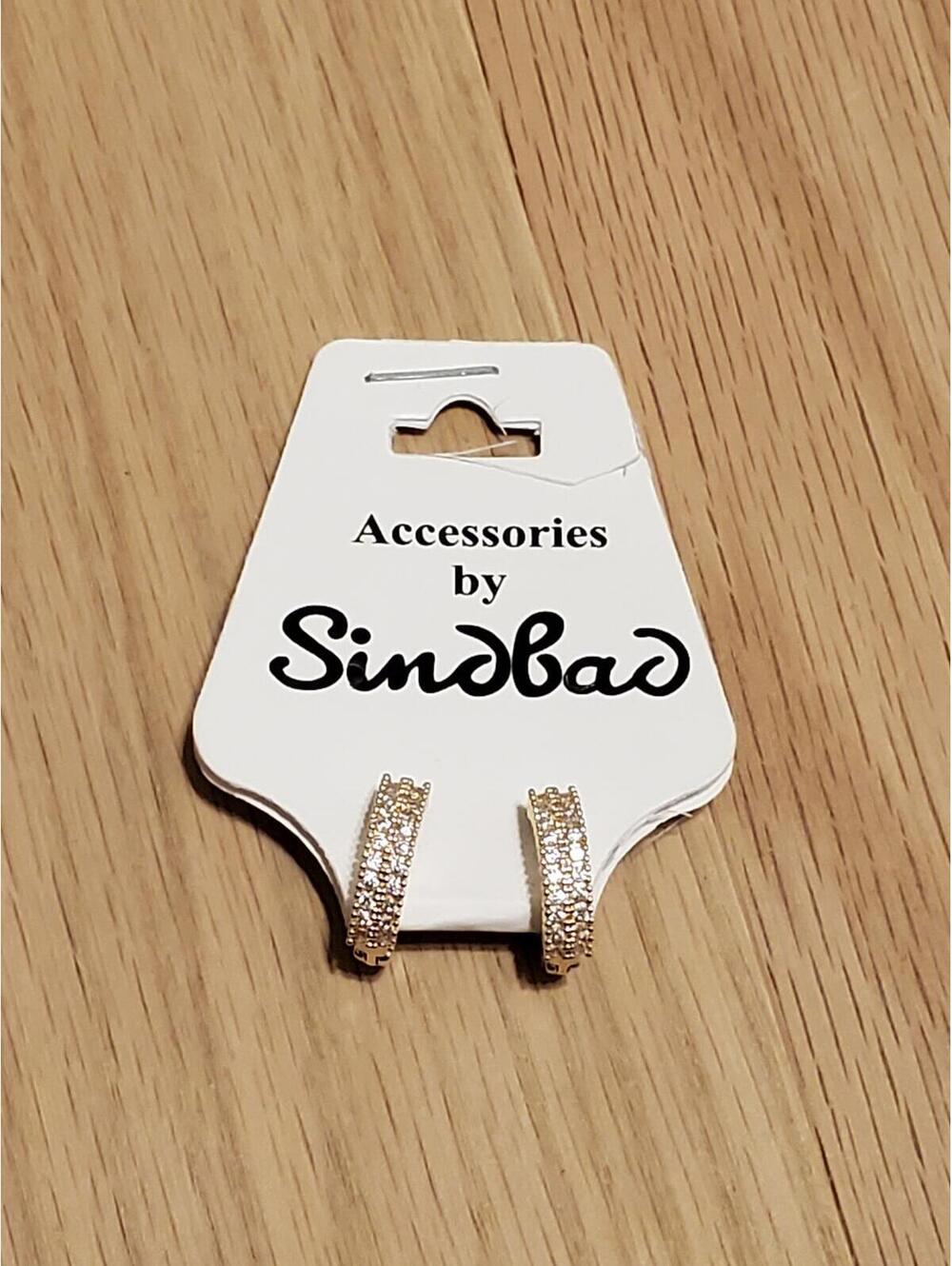 Sindbad's Elegant Gold-Tone Hoop Earrings with Rhinestones